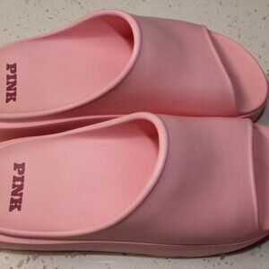 PINK PLATFORM SLIDE SANDALS